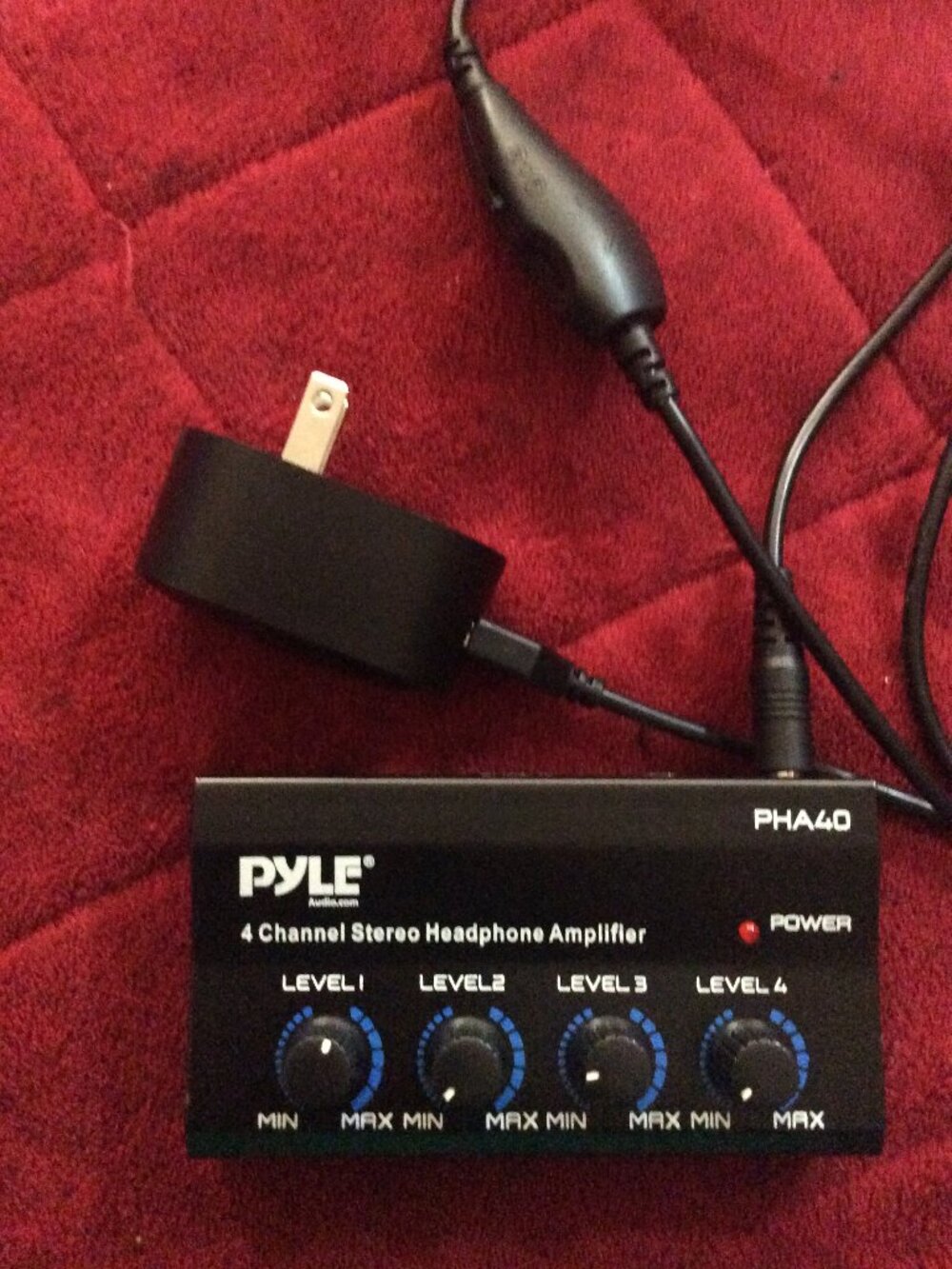 Pyle PHA40 4-Channel Stereo Headphone Amplifier Hand Size